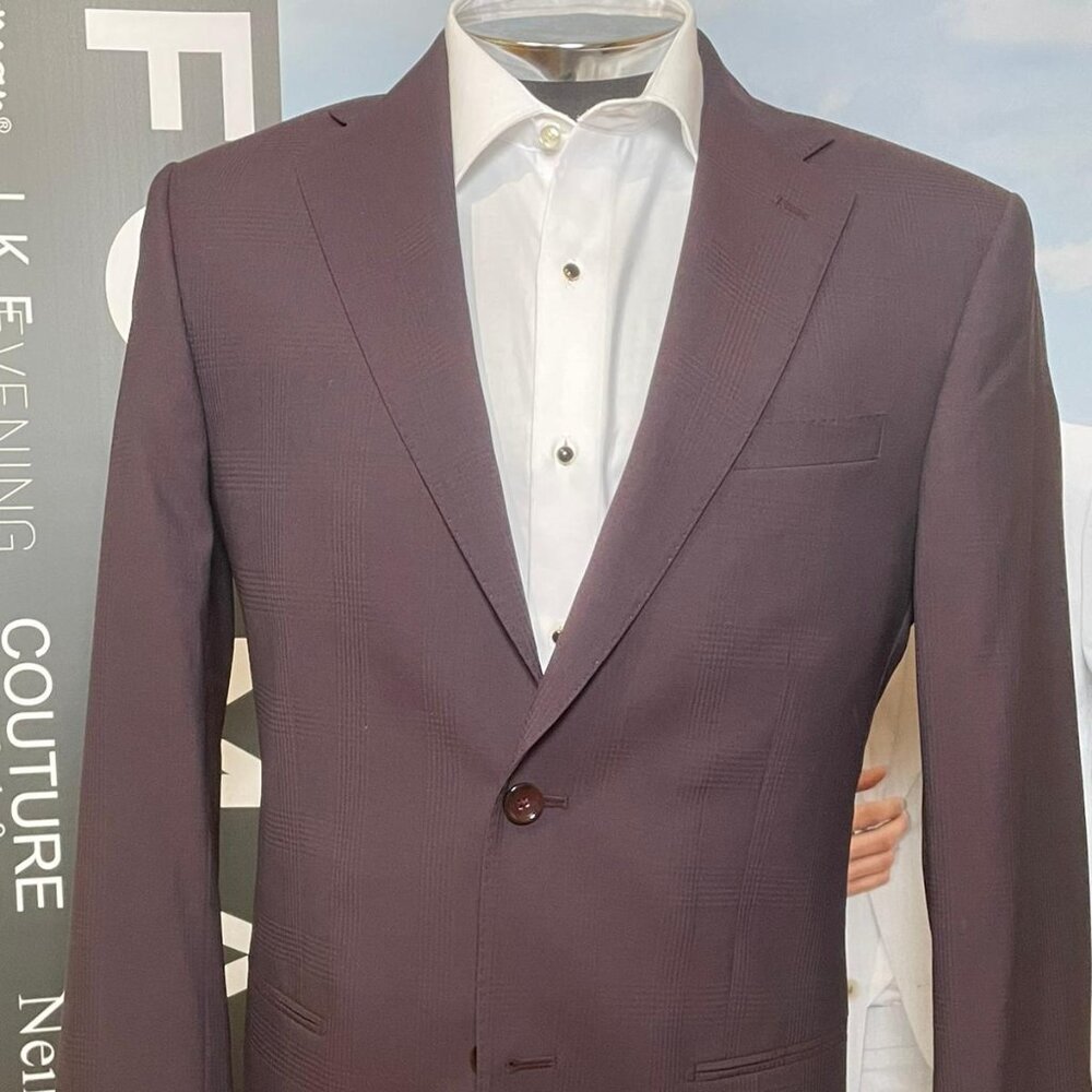 IKE BEHAR BURGUNDY DESIGNER SLIM FIT SUIT
